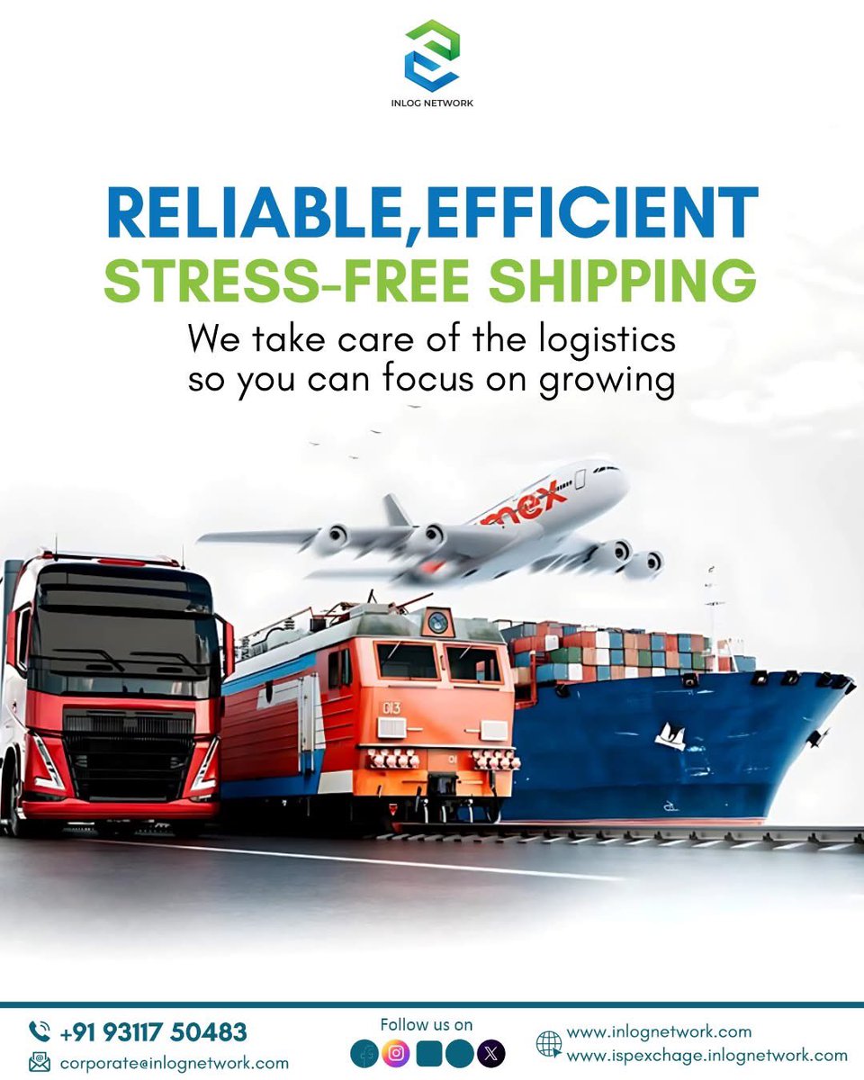 Inlog_Network's tweet photo. Ship smarter, not harder! 🚀 Reliable, efficient &amp; stress-free logistics – we handle it all 🚛📦 
.
.
.
.
#HassleFreeLogistics #ShippingExperts #EfficiencyMatters #GrowWithoutLimits #StressFreeShipping #EfficientLogistics #GrowWithUs #FastAndReliable #InLogNetworks https://t.co/gZrB4CeGs7