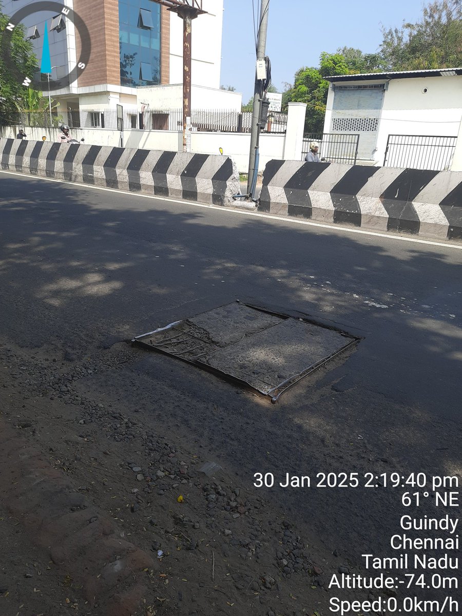 Dangerously damaged lid in 
velacherry - guindy road opposite to checkpost /five furlong road bus stop for past 6 months.Wondering if no officials is travelling in the road.Please sort this out between yourselves and fix this 
<a href="/chennaicorp/">Greater Chennai Corporation</a> <a href="/chennai_Highway/">Highways (C & M) Chennai Circle</a> 
<a href="/CMOTamilnadu/">CMOTamilNadu</a> <a href="/kgbias/">Kumaragurubaran (KGB)</a>