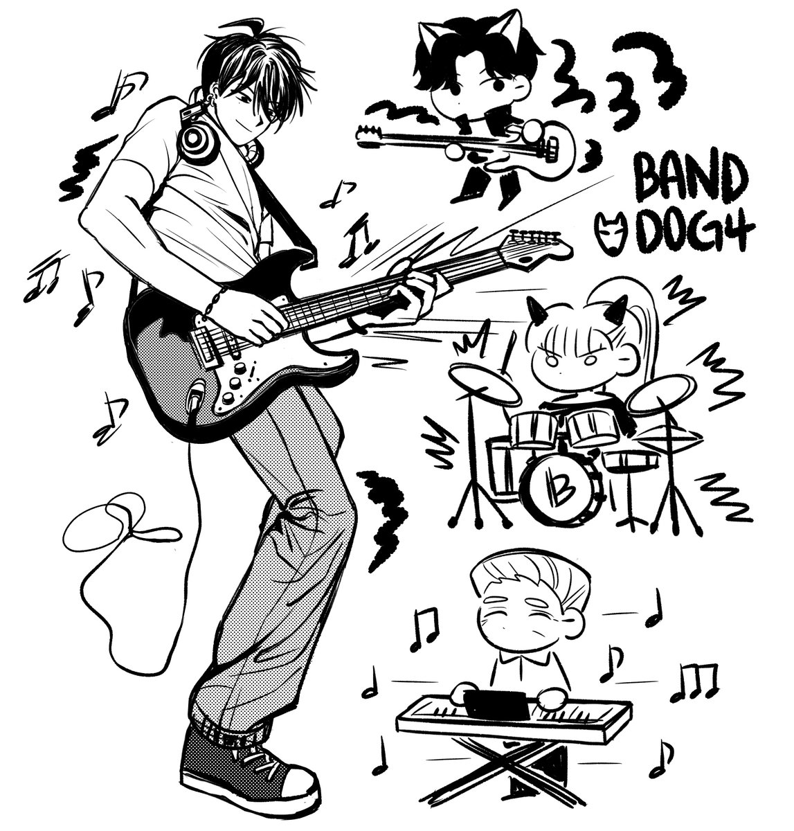 밴드 개네마리 내맘대로 그리기..🎸