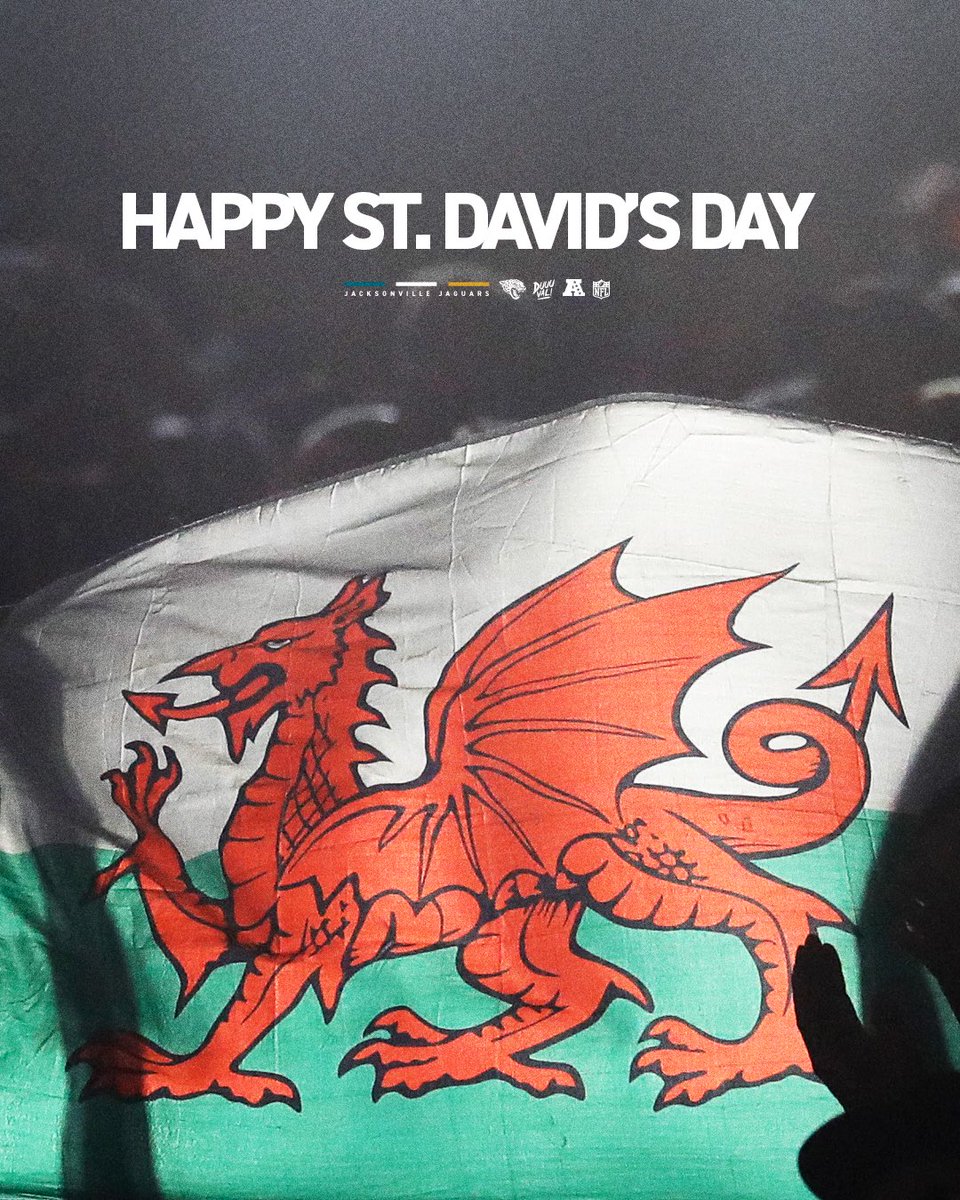 JaguarsUKandIE's tweet photo. Dydd Gŵyl Dewi hapus! Happy St David’s Day! 🌼

#DUUUVAL https://t.co/6KxK1Lbejn