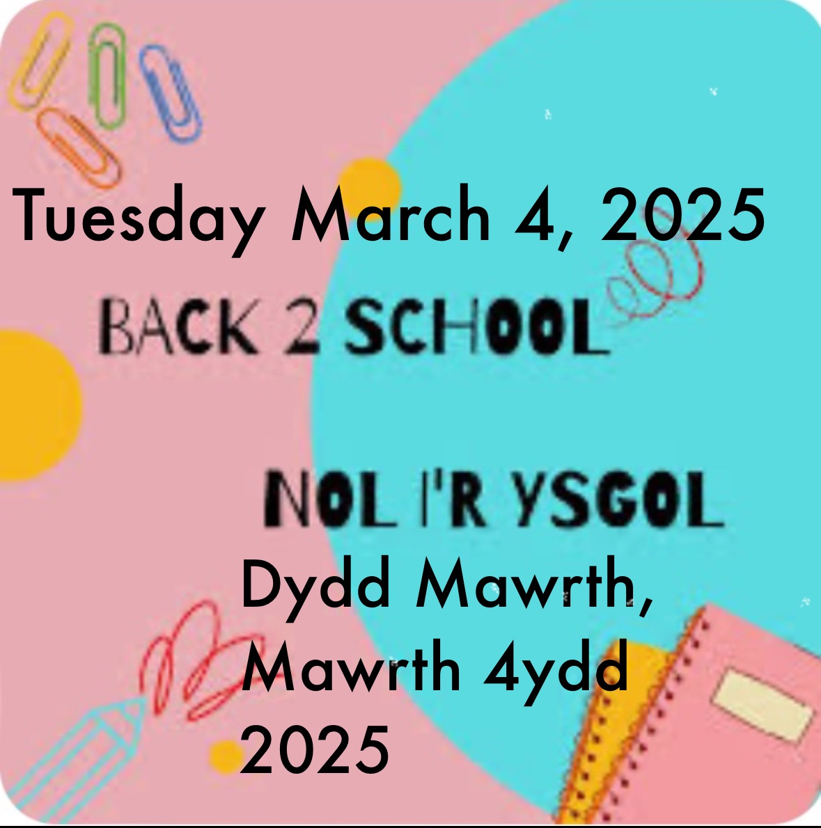 Cofiwch, hyfforddiant staff yfory.  Pawb i ddychwelyd ar DDYDD MAWRTH 4ydd. Edrych ‘mlân at groesawu chi nôl bois ❤️
Remember, staff training tomorrow. All pupils to return on TUESDAY 4th. We can’t wait to see you all folks ❤️