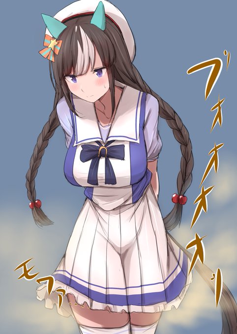 お題のウマ娘のホッコータルマエがオナラをしている様子です。 