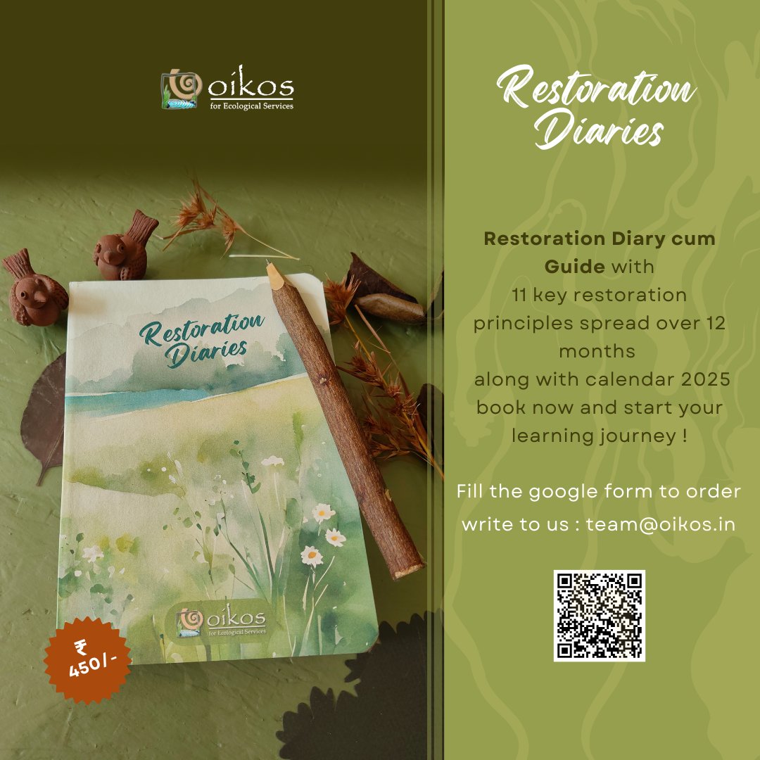 💚
 Restoration Diary cum Guide

If you own land, this guide can help you take meaningful conservation steps. Alternatively, you can use it for nature journaling or writing to inspire your own ideas and actions for conservation.
Order here :
docs.google.com/forms/d/e/1FAI…

#restoration