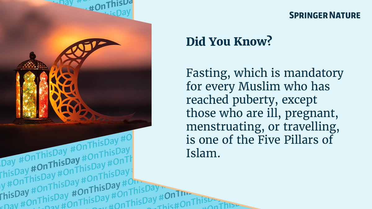 Springer Nature (@springernature) on Twitter photo Today starts Ramadan a holy month observed by Muslims worldwide, commemorating the first revelation of the Quran to Prophet Muhammad. During this sacred month, Muslims fast from dawn to sunset. Ramadan Mubarak! 🌙 #OnThisDay Today starts Ramadan a holy month observed by Muslims worldwide, commemorating the first revelation of the Quran to Prophet Muhammad. During this sacred month, Muslims fast from dawn to sunset. Ramadan Mubarak! 🌙 #OnThisDay