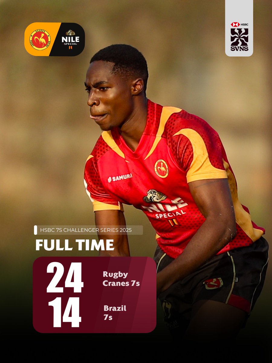 FT: Uganda 24-14 Brazil

We open our 2025 campaign with a victory 💪

#7sChallengerSeries #UGChallenger7s #UgandaRugby #NileSpecialRugby #RugbyCranes7s