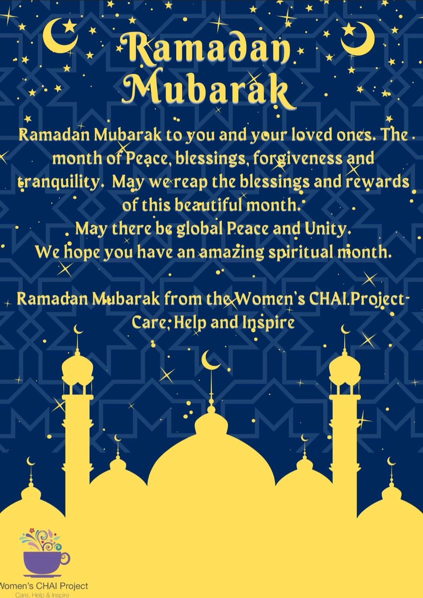 #RamadanMubarak to those observing this beautiful month.  May you all have an amazing, blessed spiritual #Ramadan.  Let us all remember and try and help all those suffering around the world.  Peace &amp; Love from all of us here at the CHAI Project ❤🙏 #Ramadan2025 #RamadanKareem