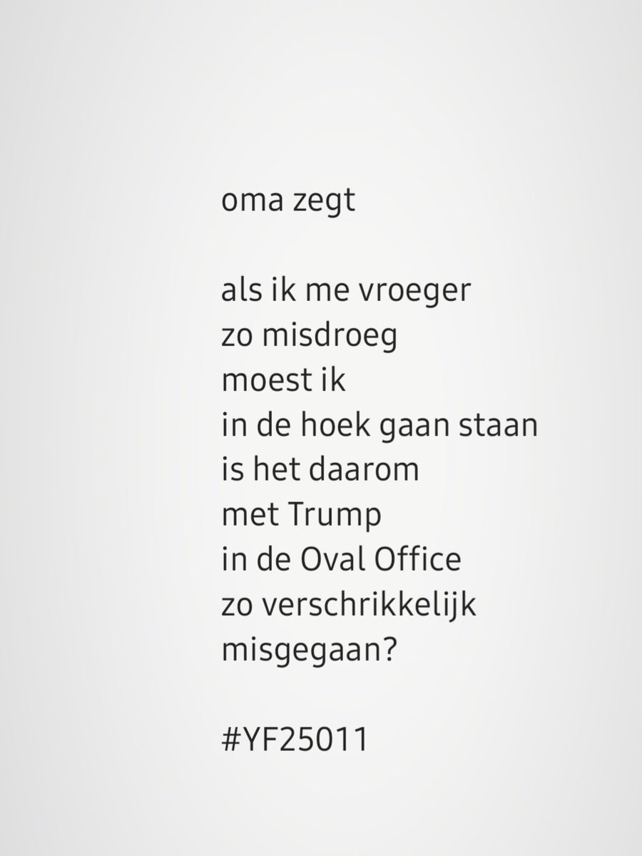 Je zou verwachten dat een boze vader die ovale kamer was komen binnenstormen: 'En nú is het genoeg geweest!'  
Sommige dingen waren vroeger écht wel beter, zegt oma. ⛔️ #versje #YF25011 #omazegt

#gedicht #gedichtje #gedichten #gedichtje #trump #zelensky #ovaloffice #shame