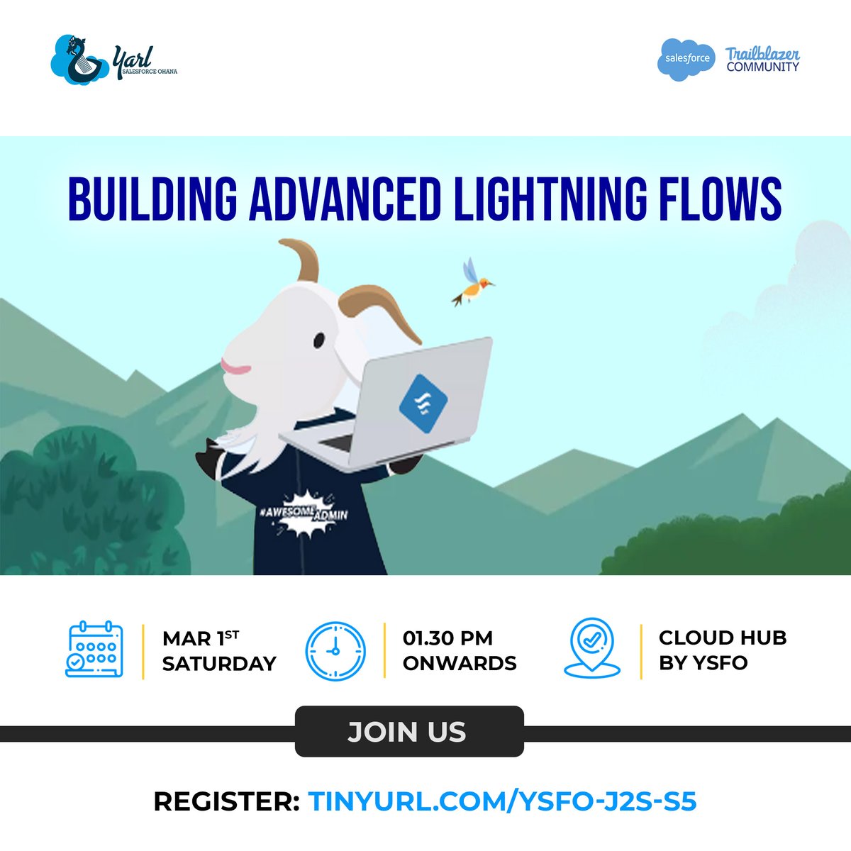 Raguljaan's tweet image. Happening Now - Building Advanced Lightning Flow

Today I&apos;m Exited to learn about Salesforce flows Conducted by YSFO!. This event is another great opportunity to Learn Salesforce Flow.
@salesforce 
@YarlSFO  
#Salesforce
#SalesforceSaturday
#Journey2Salesforce
#Flow