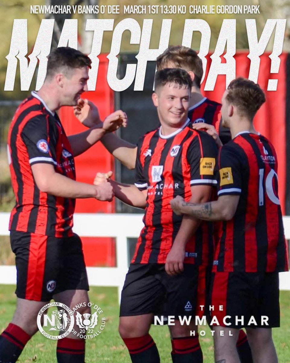 𝙈𝘼𝙏𝘾𝙃𝘿𝘼𝙔

🆚 Banks O’ Dee JFC
🏆 McBookie North Region Premier League 
🏟️ Charlie Gordon Park
🕑 *14:00 KO
🎫 Adults £7 / Concessions £4 / U16’s free entry
🥧 Refreshments available
🎟️ Half-time raffle

Mon Ih Machar ! 🔴⚫️