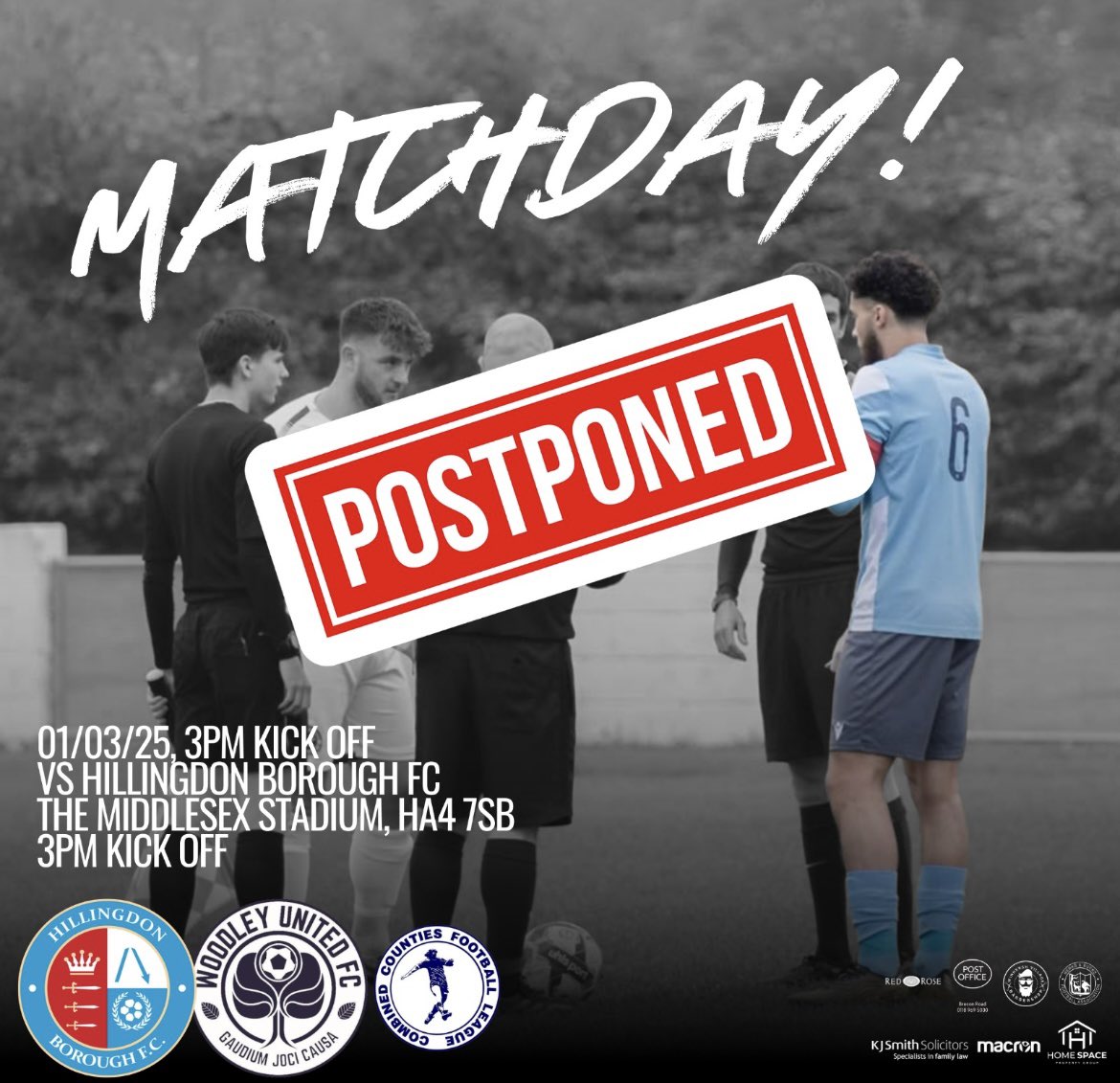 Woodley United FC (@woodleyutdfc) on Twitter photo Following on from a pitch inspection todays against <a href="/hbfc1872/">Hillingdon Borough FC</a> has been postponed to due to unplayable pitch.
#WeAreUnited Following on from a pitch inspection todays against <a href="/hbfc1872/">Hillingdon Borough FC</a> has been postponed to due to unplayable pitch.
#WeAreUnited