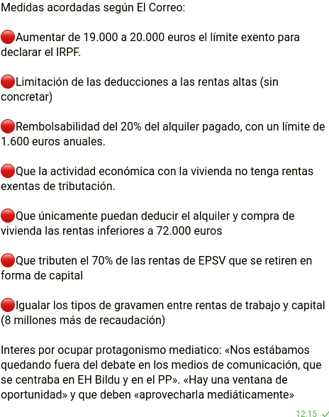 Si confirma esto que hoy publica El Correo, no sabría cómo calificar que un partido que se cree de izquierdas haga un lavado de cara como éste a una política fiscal absolutamente neoliberal.