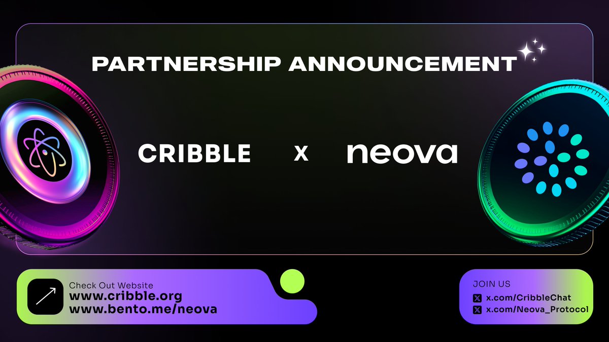🚀 Cribble AI x Neova 🚀

We’re excited to announce our partnership with <a href="/Neova_Protocol/">Neova</a> , integrating their decentralized cloud infrastructure with Cribble AI’s advanced AI agent technology.

This collaboration paves the way for a new era of decentralized intelligence, ensuring