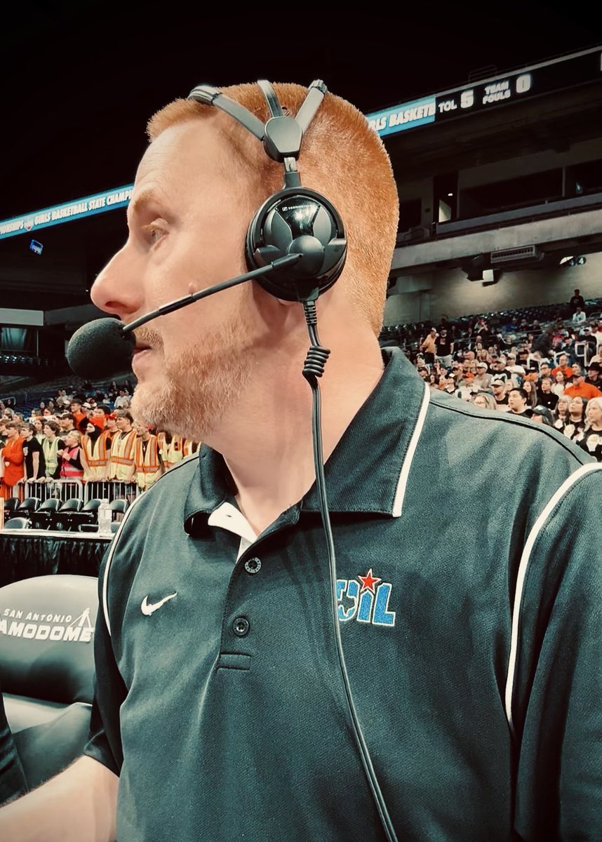 TheJSanford's tweet photo. Concluded my time on the mic for the 2025 UIL Girls Basketball State Championships. It was an anniversary, as I originally announced this event in 2015, and the first-ever Basketball State Championship game in the Alamodome, where the Nazareth Swiftettes defeated Lipan, 44-31. Thursday, I had the privilege of once again announcing for @ECSchill as he coached the Swiftettes to their record 26th State Championship with a 55-31 win over Saltillo. #UILState 🏀