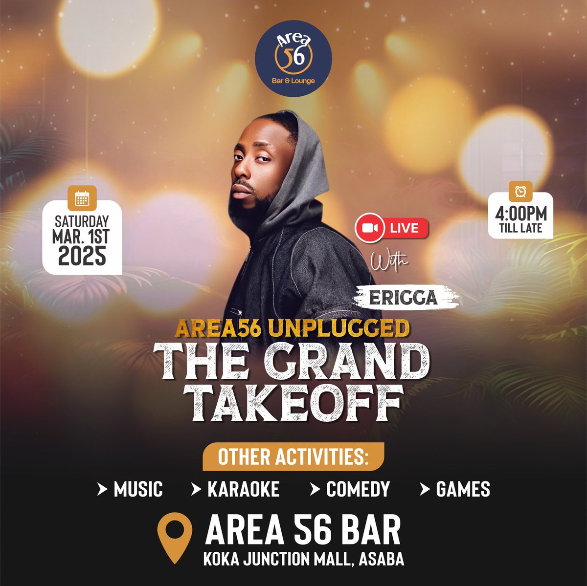 _chiefagbabiaka's tweet photo. If you love to party, this one's for you! @Area56_Lounge, Asaba got you covered 100%!

TONIGHT, @erigganewmoney is dropping it like it's hot! Trust me, the energy will be UNMATCHED!

📍 Koka Junction Mall, Asaba
⏰ 8 PM till early mo-mo.

Who’s ready to show off their wildest dance moves? Drop a 💃🏽 in the comments!

#Area56Asaba #ShakeBodyWithErigga #WeOutside