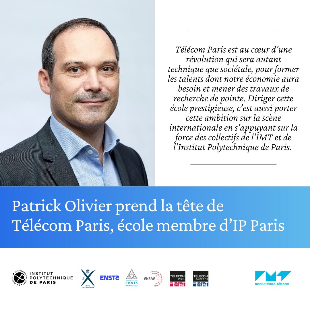 📢 Félicitations à Patrick Olivier, nommé Directeur de Télécom Paris ! Son arrivée marque une étape clé pour l'école et plus largement pour IP Paris.

Avec un parcours riche en innovation et une vision stratégique forte, Patrick Olivier contribuera à accélérer le rayonnement de