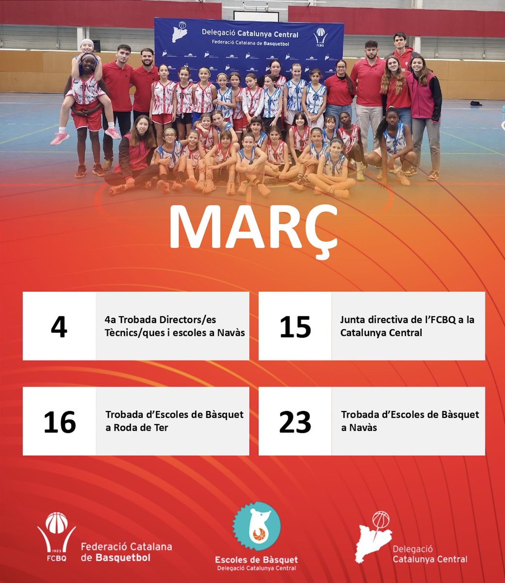 FCBQ_CatCentral's tweet photo. ACTIVITATS DE MARÇ | Delegació de la Catalunya Central 🌱🏀🚀 #valors #creixemjuntes #bàsquet #esport #salut #rendiment #territori https://t.co/FVpyTPtdsq
