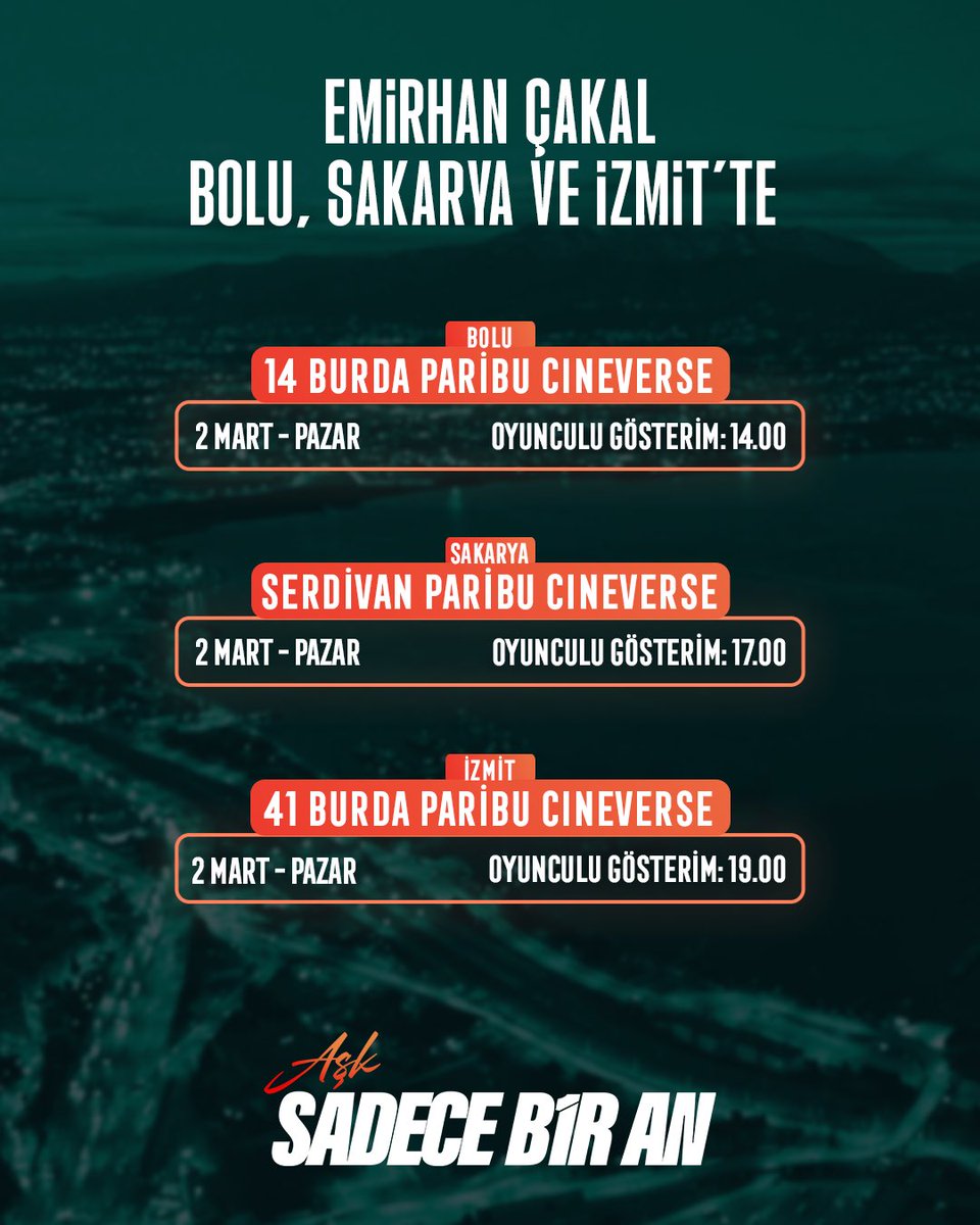 asksadecebiran's tweet photo. Aşk Sadece Bir An’da Rüzgar karakterini canlandıran Emirhan Çakal, film gösterimlerine katılmak için Bolu, Sakarya ve İzmit’te! Oyunculu gösterim ve diğer tüm detaylar için ekranı yana kaydırabilirsiniz! 👉🏻 https://t.co/ZpkezDnqUC