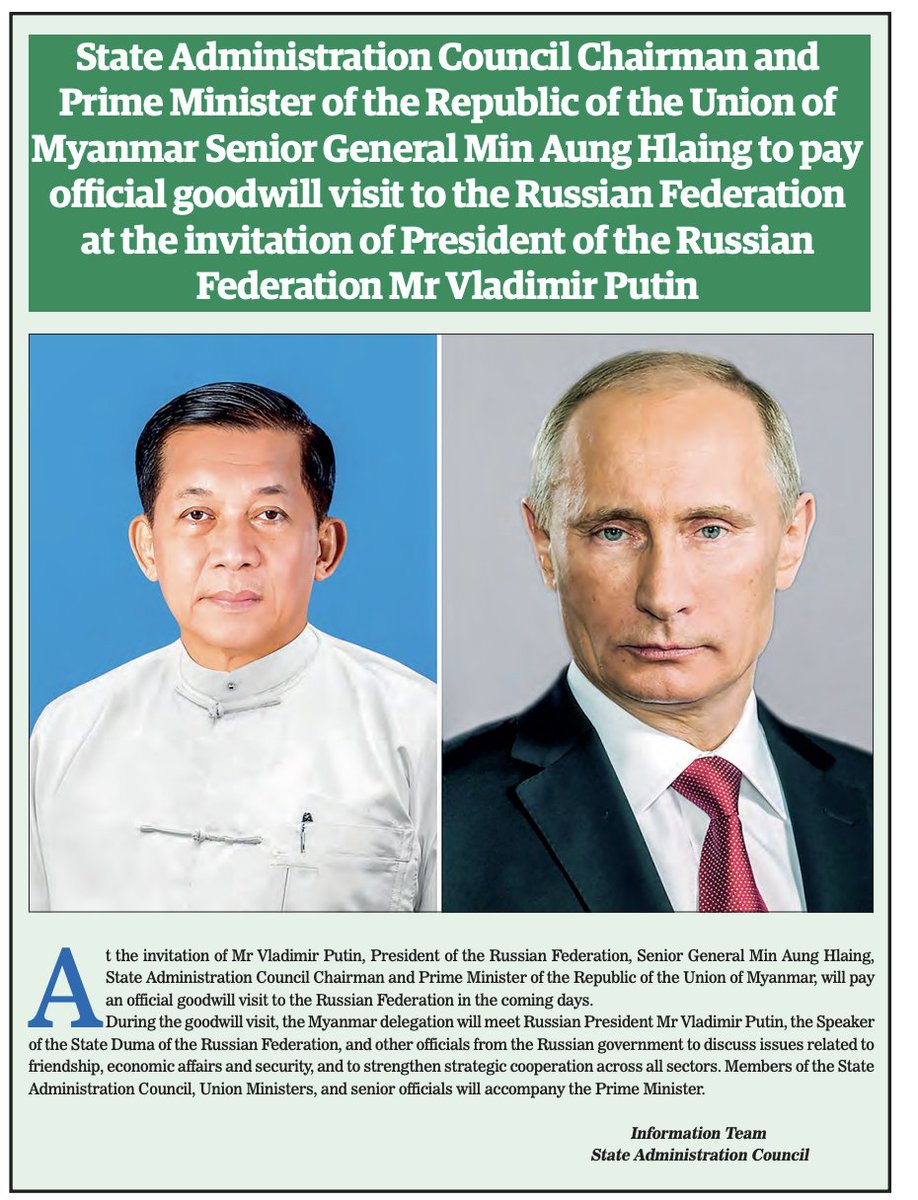 Putin please show him the best of your goodwill and don't let him return to Myanmar.