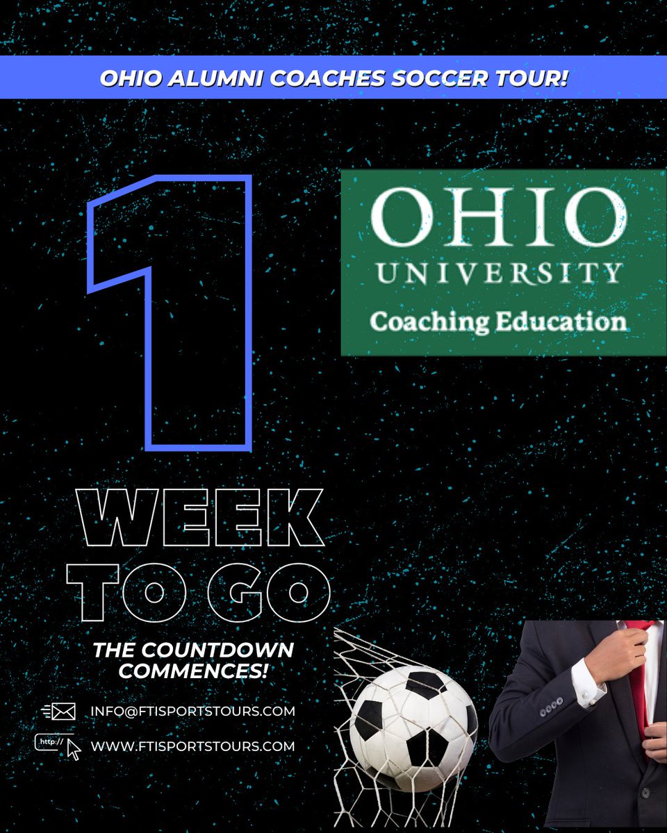 FTI_SportsTours's tweet photo. ✈️1 Week To Go⚽

It's almost time for @ohiocoachinged to be jetting off to England on their own personalised soccer tour!

We can't wait to welcome you next week!

#SoccerTour #FootballTour #SportsTour #FootballExperience https://t.co/Hb87c6s03q