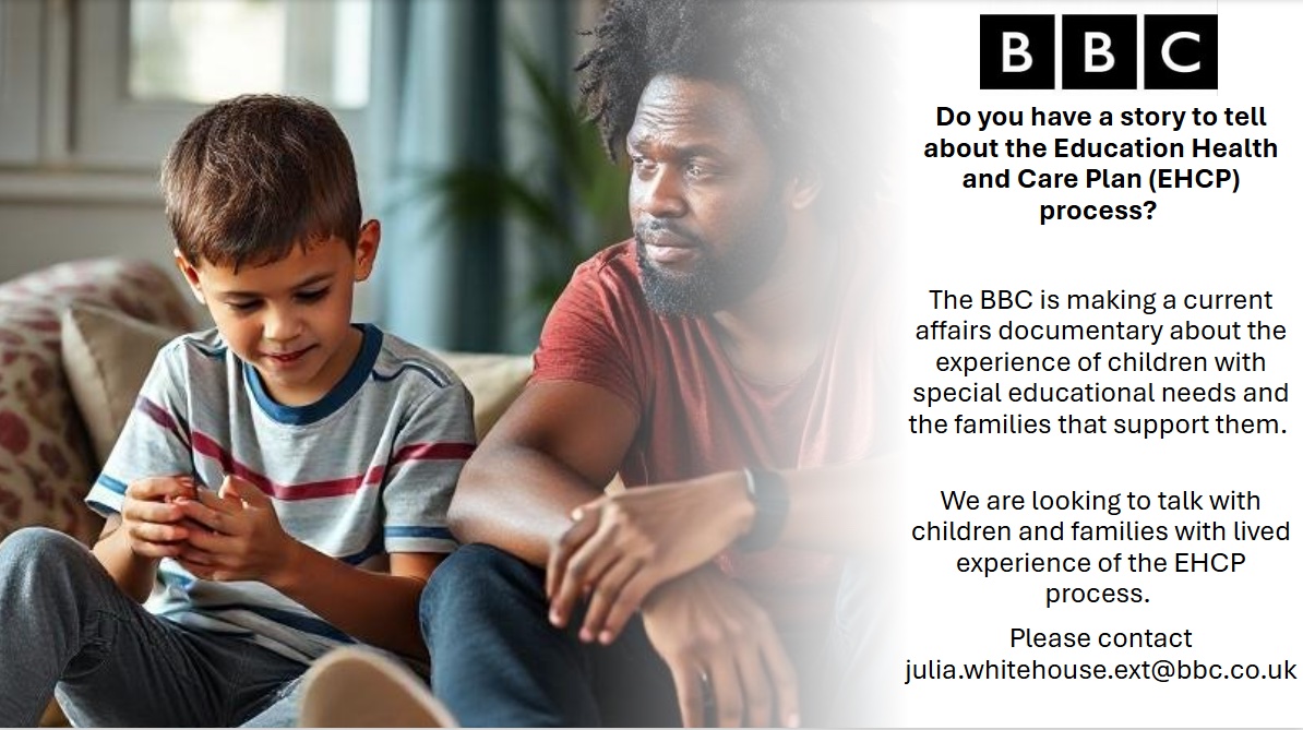 Do you have a story about the #EHCP process? The BBC is making a current affairs documentary about the experience of children with SEND and their families. They want to speak to families who’ve been through the EHCP process. Please contact julia.whitehouse.ext@bbc.co.uk