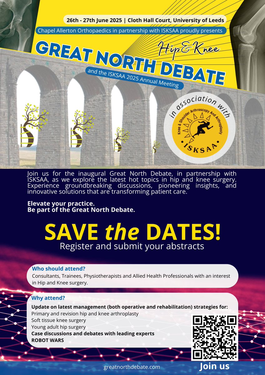 Jai Mistry (@medxevents) on Twitter photo 🚨 Introducing the inaugural Great North Debate! 🚨
Convened by <a href="/HPandit_ortho/">Hemant Pandit</a> <a href="/SAnand65/">Sanjeev Anand</a> <a href="/Jeya_Palan/">JeyaPalan</a> and in partnership with ISKSAA we’re diving into the hottest topics in hip & knee surgery with a powerhouse faculty. 👀💡
Expect groundbreaking debates, pioneering insights & 🚨 Introducing the inaugural Great North Debate! 🚨
Convened by <a href="/HPandit_ortho/">Hemant Pandit</a> <a href="/SAnand65/">Sanjeev Anand</a> <a href="/Jeya_Palan/">JeyaPalan</a> and in partnership with ISKSAA we’re diving into the hottest topics in hip & knee surgery with a powerhouse faculty. 👀💡
Expect groundbreaking debates, pioneering insights &