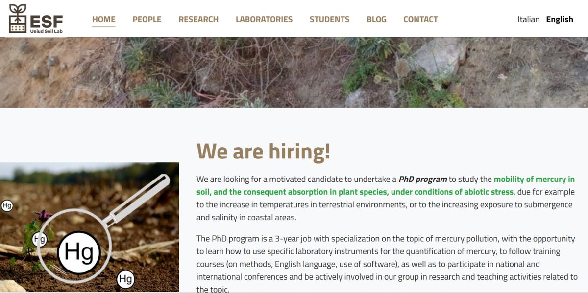 Md. Abdullah (@mda524360) on Twitter photo PhD opportunity available in Environmental and Life Sciences at the Università di Udine, ITALY.
Application Deadline: 20 May 2025 - 13:00 (Europe/Rome).
E-mail: soil@uniud.it PhD opportunity available in Environmental and Life Sciences at the Università di Udine, ITALY.
Application Deadline: 20 May 2025 - 13:00 (Europe/Rome).
E-mail: soil@uniud.it