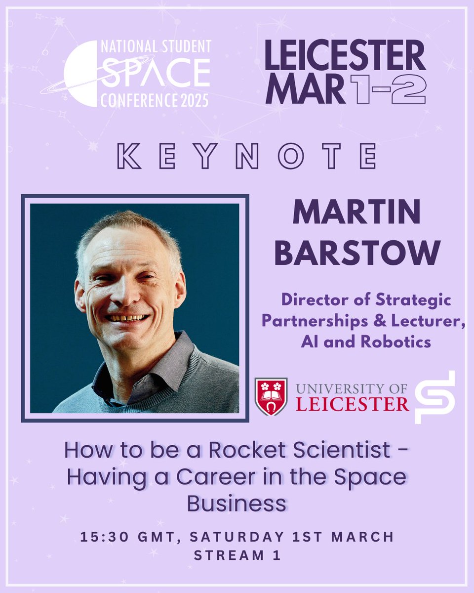 We're so excited to announce Professor Martin Barstow as a keynote speaker at NSSC 2025! 🚀

#NSSC2025 #UKSEDS #SpaceBeyondSTEM