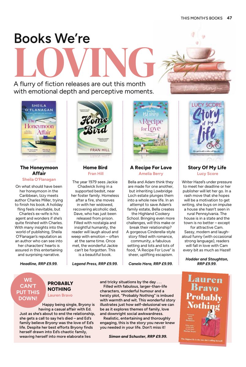 Linda Hill (@lindahill50hill) on Twitter photo Just a reminder that the new <a href="/TheFriendMag/">The People's Friend</a> is out on 5th March with my paperback choices of <a href="/sheilaoflanagan/">Sheila O'Flanagan 📚</a> <a href="/franhill123/">Fran Hill</a> <a href="/MsAlisonMay/">Alison May</a> Amelia Berry <a href="/Lucy_score12/">Lucy score</a> <a href="/laurenbravo/">Lauren Bravo 🚨 PROBABLY NOTHING IS OUT NOW 🚨</a>
<a href="/headlinepg/">Headline Books</a> <a href="/Legend_Press/">Legend Press</a> <a href="/canelo_co/">Canelo</a> <a href="/HeraBooks/">Hera Books</a> <a href="/HodderBooks/">Hodder & Stoughton (no longer active)</a> <a href="/TeamBATC/">BooksAndTheCity</a> <a href="/simonschusterUK/">Simon & Schuster UK</a> Just a reminder that the new <a href="/TheFriendMag/">The People's Friend</a> is out on 5th March with my paperback choices of <a href="/sheilaoflanagan/">Sheila O'Flanagan 📚</a> <a href="/franhill123/">Fran Hill</a> <a href="/MsAlisonMay/">Alison May</a> Amelia Berry <a href="/Lucy_score12/">Lucy score</a> <a href="/laurenbravo/">Lauren Bravo 🚨 PROBABLY NOTHING IS OUT NOW 🚨</a>
<a href="/headlinepg/">Headline Books</a> <a href="/Legend_Press/">Legend Press</a> <a href="/canelo_co/">Canelo</a> <a href="/HeraBooks/">Hera Books</a> <a href="/HodderBooks/">Hodder & Stoughton (no longer active)</a> <a href="/TeamBATC/">BooksAndTheCity</a> <a href="/simonschusterUK/">Simon & Schuster UK</a>