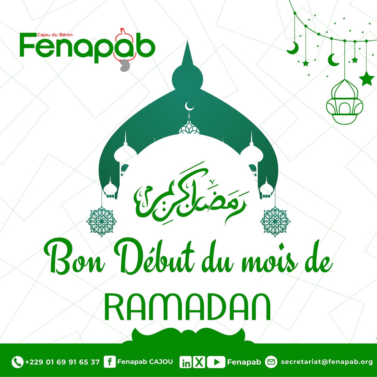 Fenapab2022's tweet image. En ce mois béni de Ramadan, la FENAPAB adresse ses vœux de paix, de santé et de prospérité à toute la communauté musulmane. Que ce temps de jeûne, de prière et de partage vous apporte sérénité et bénédictions.

Ramadan Kareem ! 🌙✨

#FENAPAB #RamadanKareem #Solidarité