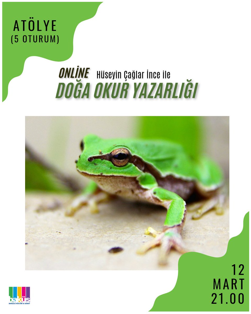 📢 HÜSEYİN ÇAĞLAR İNCE İLE ONLINE DOĞA OKURYAZARLIĞI PROGRAMI BAŞLIYOR! 🌿📚  

📅 5 Oturum [12-19-26 Mart -2-9 Nisan] - 21.00-22.30

 #DoğaOkuryazarlığı #DoğadaLiderlik #DoğaİleBağKur #KuşGözlemciliği #Ekosistem #DoğaKoruma #Doğadabuan #Baküssahne #HüseyinÇağlarİnce