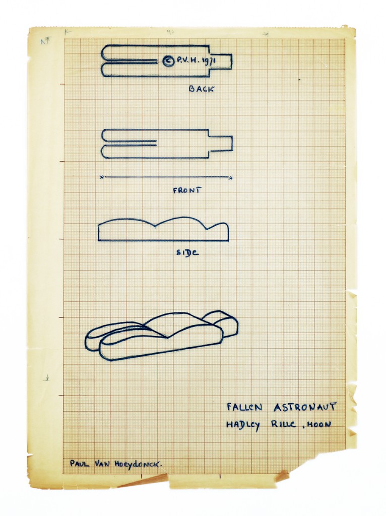46. Blueprint of “Fallen Astronaut” by Paul van Hoeydonck
Paul Van Hoeydonck is a Belgian artist best known for his sculpture "Fallen Astronaut," also known as the "Man on the Moon" statue.