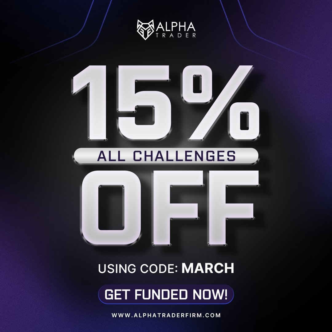 15% OFF All March Long! 💜

✅ Daily Payouts (yes, you read that correctly)
✅ 90% Profit Split
✅ Instant Funding Available

Use code MARCH at alphatraderfirm.com ⬅️