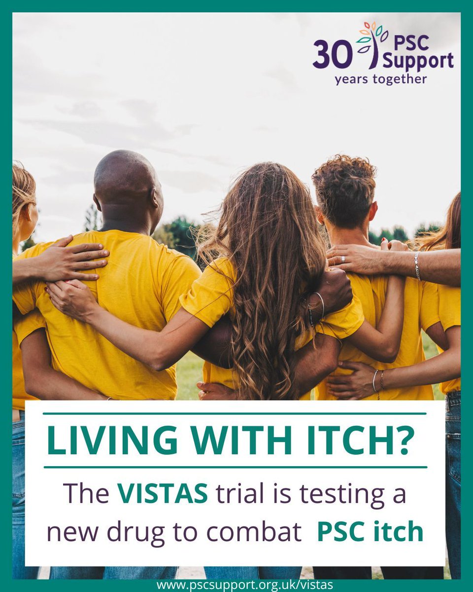 PSCSupportUK's tweet photo. If you have itch, you might be interested in the VISTAS trial testing a new drug to combat itch in PSC. Find out more and see if you could take part.
➡️ https://t.co/PpH8WFckJO #LetsBeatPSC #PSCItch #PSCResearch #PSC https://t.co/W6ZbwEMqQk