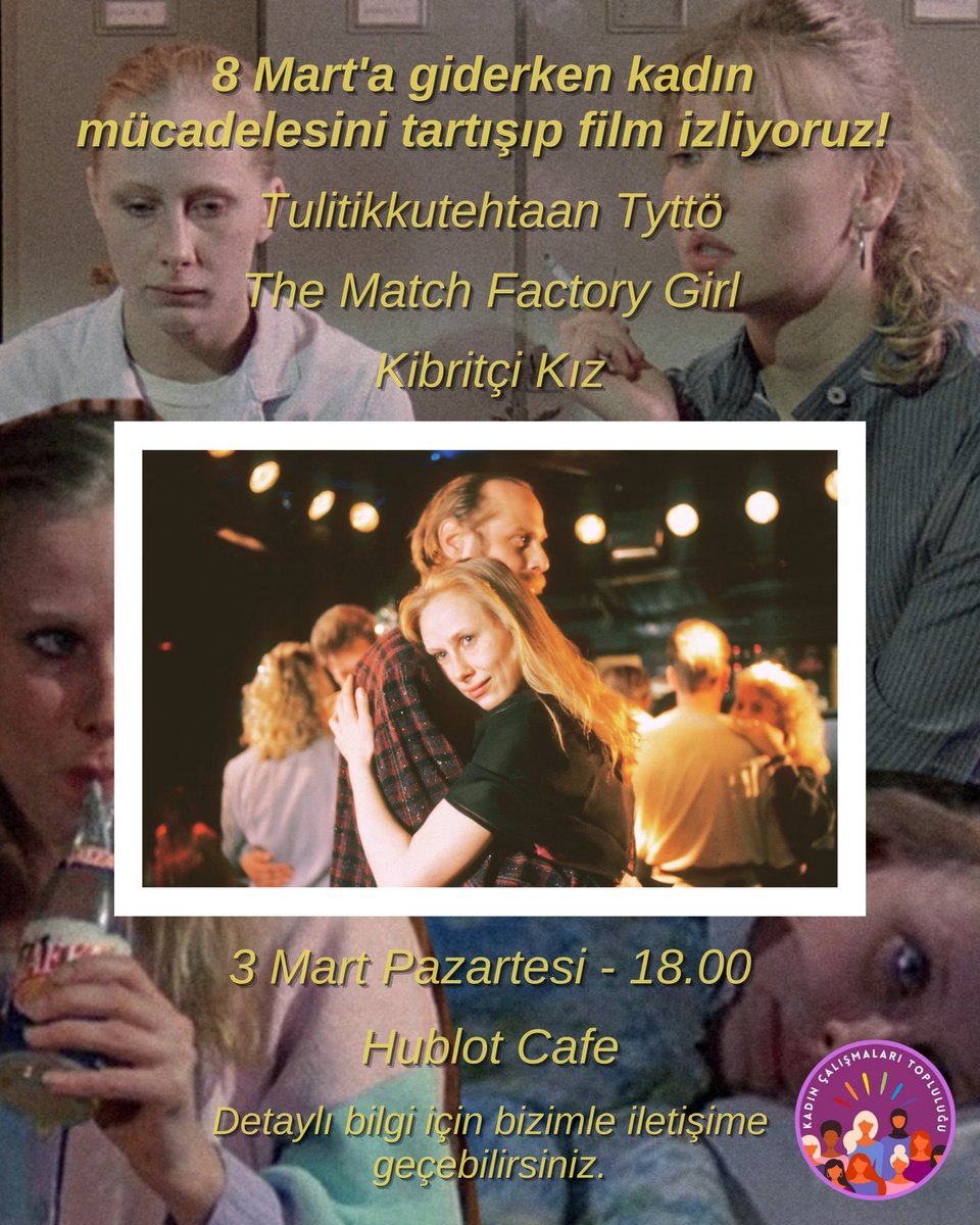 8 Mart'a giderken kadın mücadelesini tartışıp film izlediğimiz etkinliğimize tüm DEÜ öğrencilerini çağırıyoruz. 
Kişi başı 150 TL 
(Giriş+Americano, Latte, Flat whıte, Filtre kahve)