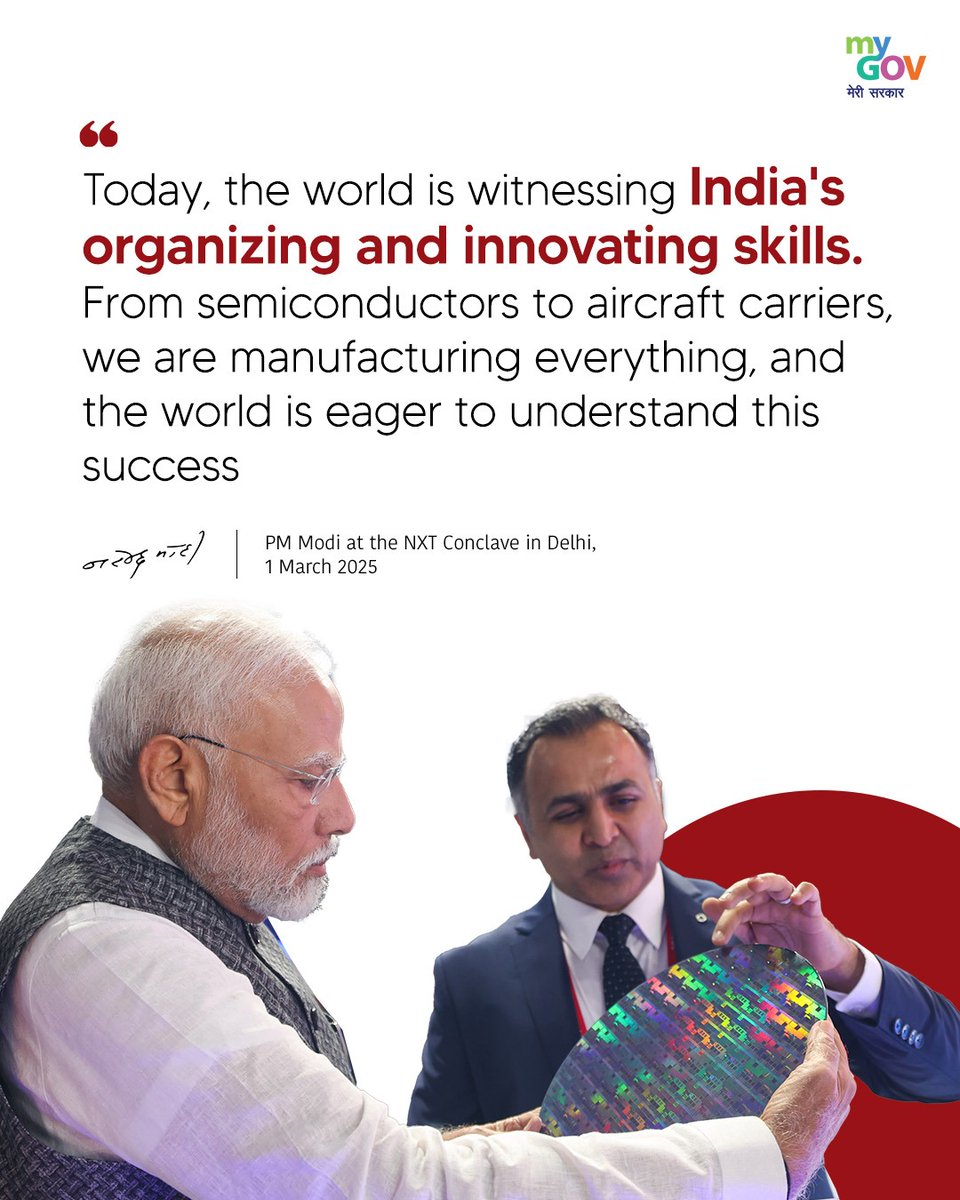 mygovindia's tweet image. Today, the world is witnessing India&apos;s organizing and innovating skills

#NxtConclave2025
#PMModiInNXTConclave