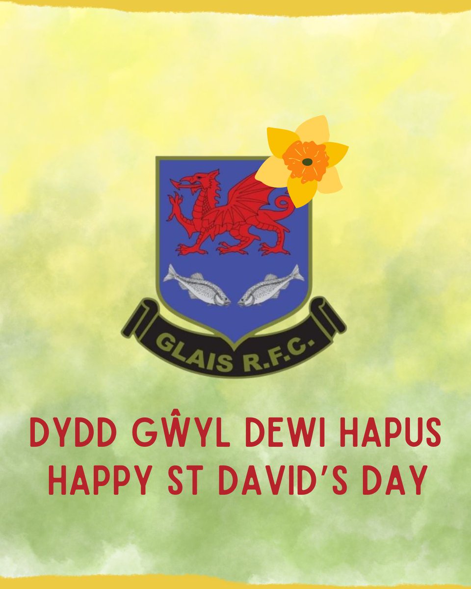 🏴󠁧󠁢󠁷󠁬󠁳󠁿 Dydd Gŵyl Dewi Hapus 🏴󠁧󠁢󠁷󠁬󠁳󠁿
🏉 Happy St David's Day 🏉

To our rugby family, followers and sponsors from all of us at Glais RFC 🔵🔴!!

#stdavidsday #rugbyclub #glaisrfc #uppaglais