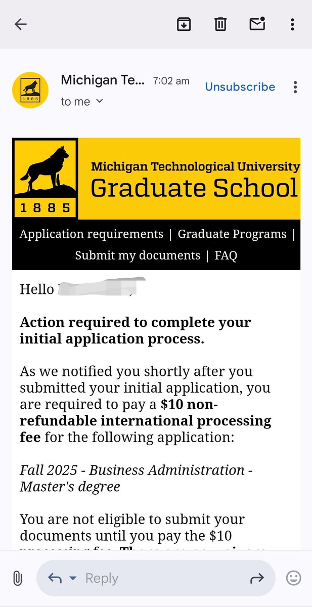 ahet2010's tweet photo. @AbrahamOkah2 Michigan Tech University Charges Application Fees. (Something Minimal) https://t.co/1lygssHqsD