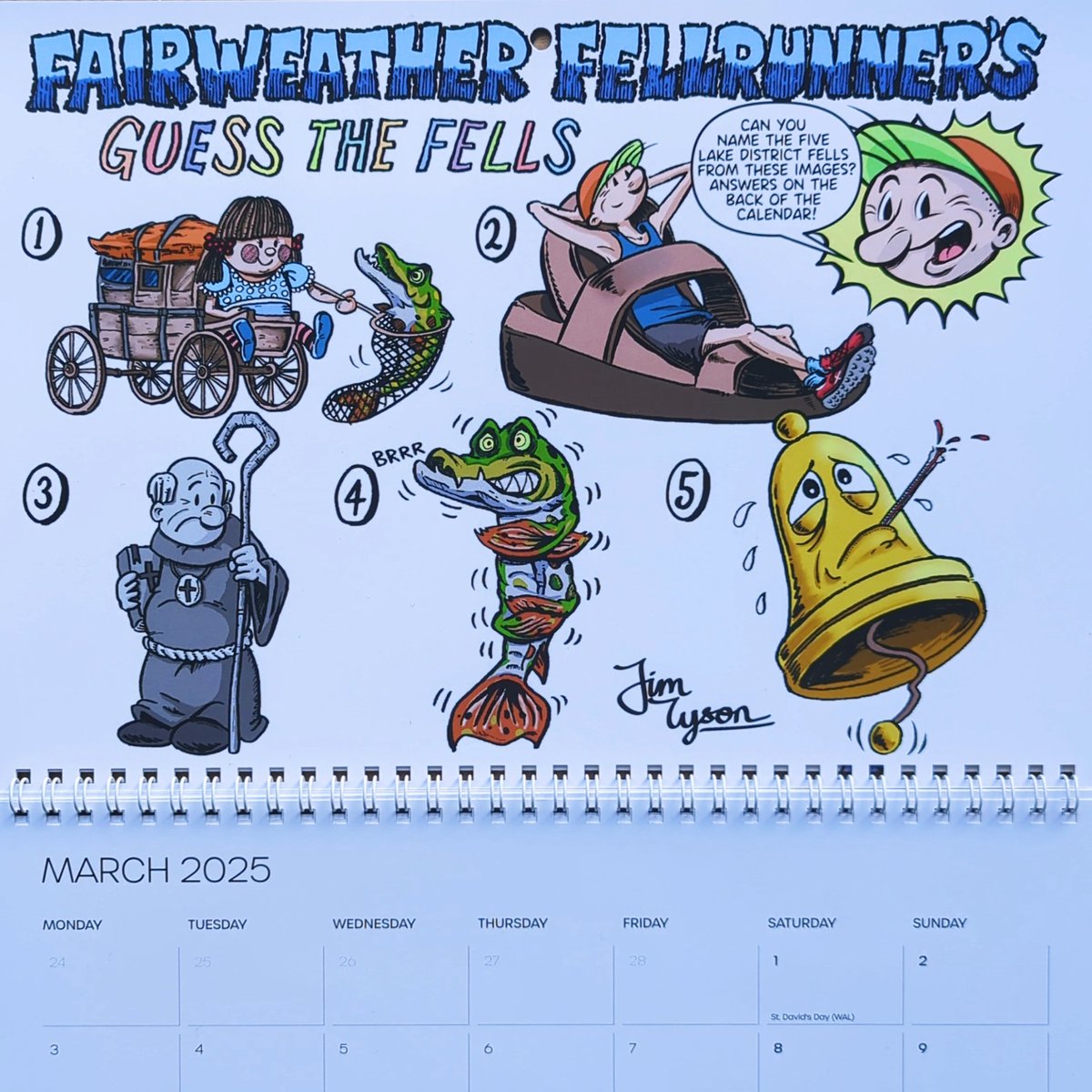 March, and the first day of meteorological Spring hath Sprung. The Fellrunning Cartoon Calendar is celebrating with a cartoon quiz, the type you'd see in comics and annuals of days gone by- answers on a digital postcard.  In the spirit of cheap &amp; cheerful fell races- no prizes!