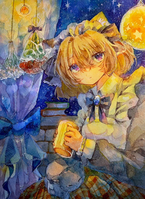 静かな夜  #透明水彩 