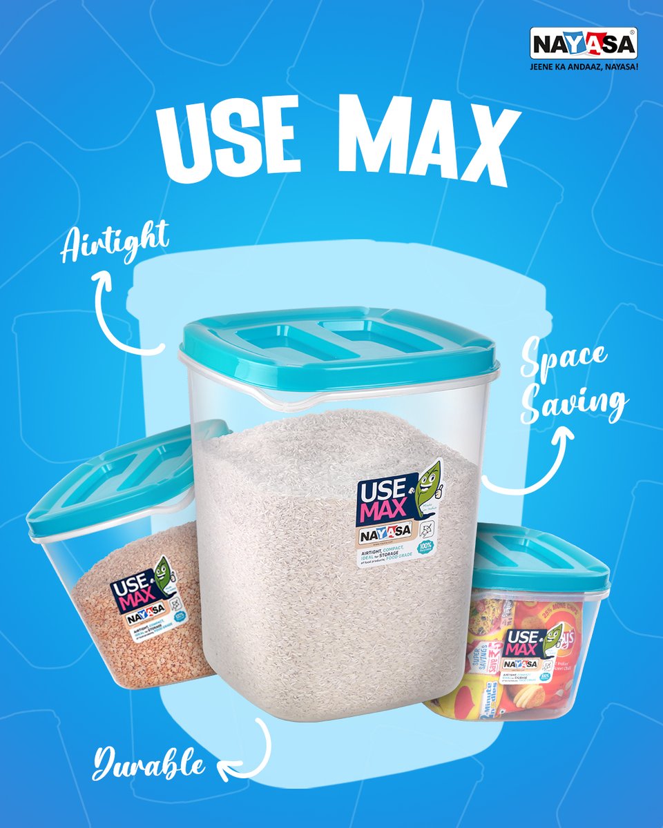 Nayasa_India's tweet image. Maximize space, minimize mess! ✨ Nayasa Use Max Containers are designed to keep your kitchen neat, organized &amp;amp; clutter-free. Shop them now from Amazon: amzn.in/d/2aqBcBv 

#Nayasa #UseMaxContainers #KitchenStorage  #SmartStorage #SpaceSaver #FoodStorage #AirtightContainers