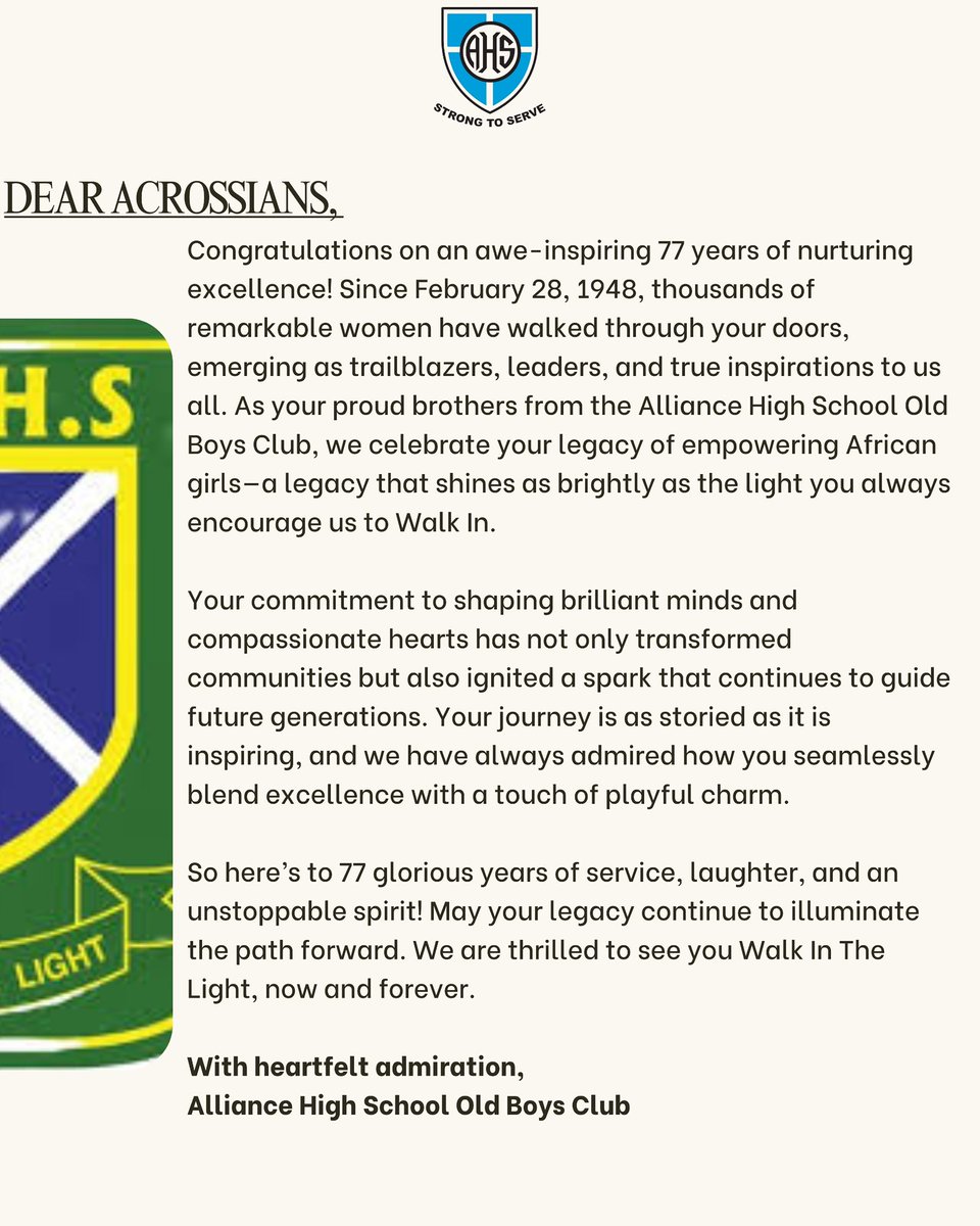 Dear Acrossians, <a href="/AGHSAlumni/">Alliance Girls' Alumnae</a> 🌹