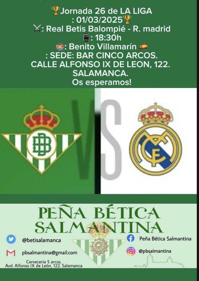 📌SEDE: BAR CINCO ARCOS.
CALLE ALFONSO IX DE LEÓN, 122. SALAMANCA
¡Os esperamos!