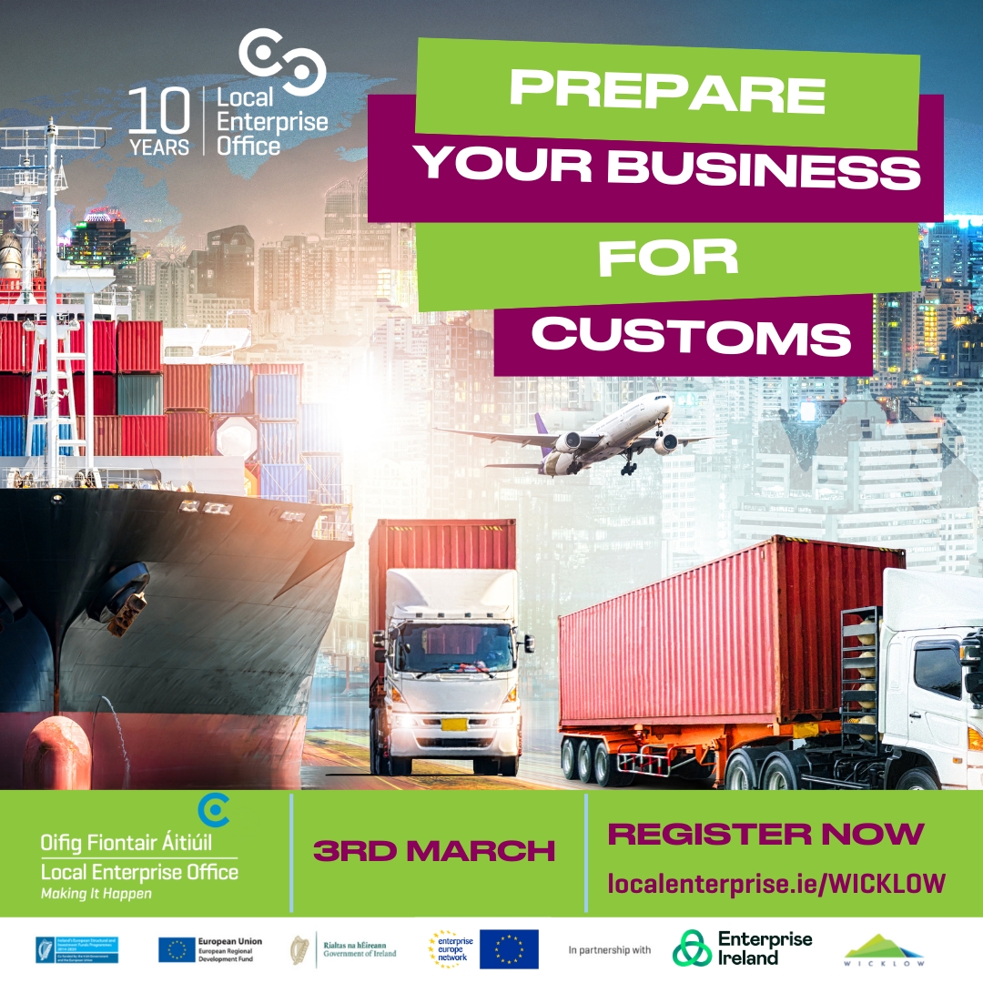 LEOWicklow's tweet image. Calling Exporters and Importers! Join us on 3rd March for Focus on Export - Prepare your Business for Customs.
Learn everything you need to know at our one day course!
➡️ localenterprise.ie/Wicklow/Traini…

#MakingItHappen #ImportandExport