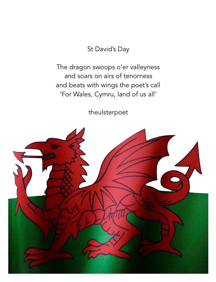 Ulsterpoet's tweet photo. Always mind your dragon on St Davids Day 😀🏴
#SaintDavid #Welsh #Wales #1stMarch https://t.co/k9uJMrb0Am