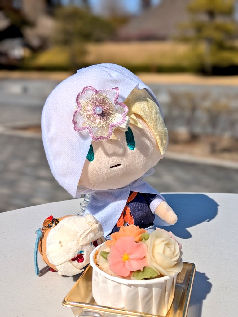 「足利で食べた甘味たち。 気になってたお花のカップケーキ&おはぎが足利学校の広場に」|のざとのイラスト