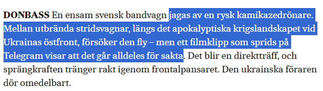 XyNoon's tweet photo. Visst den väger ca 2 ton mer än M113 men bibehåller samma top hastighet med ca 65km/h. Med tanke på att vissa FPV drönare kan ha en top hastighet på 300km/h skulle jag vilja se ett fordon som kan fly från det. https://t.co/2i89ioLnDz