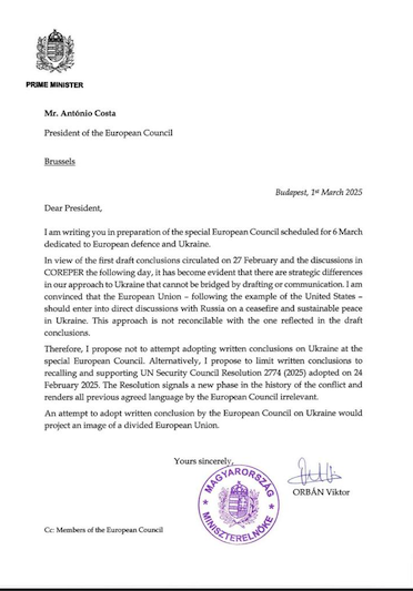 Die Europäer wollen am Donnerstag auf einem Sonderrat Hilfe für die Ukraine beschließen.
Viktor Orban macht jetzt schon klar, dass er dies dem Beispiel von Trump folgend verhindern wird.