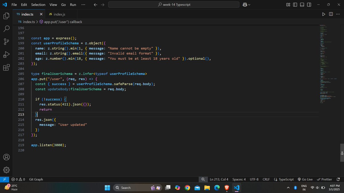 Amitkumar_dev24's tweet image. #Day31: Leveling Up with TypeScript &amp;amp; Zod 🚀  
#Cohort3
 Today, I explored:

🔹 Implementing Interfaces as Classes 
🔹 Types in TypeScript 
🔹 Arrays in TypeScript 
🔹 Type Inference in Zod 

#Day31 #100DaysOfCode #WebDevelopment #TypeScript #Zod #LearningJourney