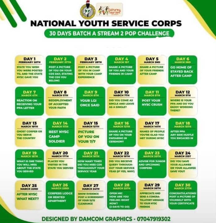 makanjuolataye's tweet image. @nysc360 
#nyscbatchA2
#nyscpopchallange 
Let start