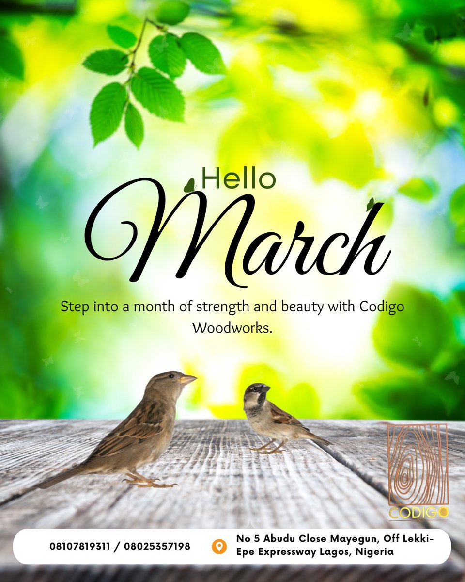 Codigo_Woodwork's tweet image. Hello March! ☀️ 
Step into a month of strength and beauty with Codigo Woodworks. Just like our finely crafted pieces, may your March be both robust and radiant. 

#MarchVibes #CodigoCraftsmanship #StrongAndBeautiful